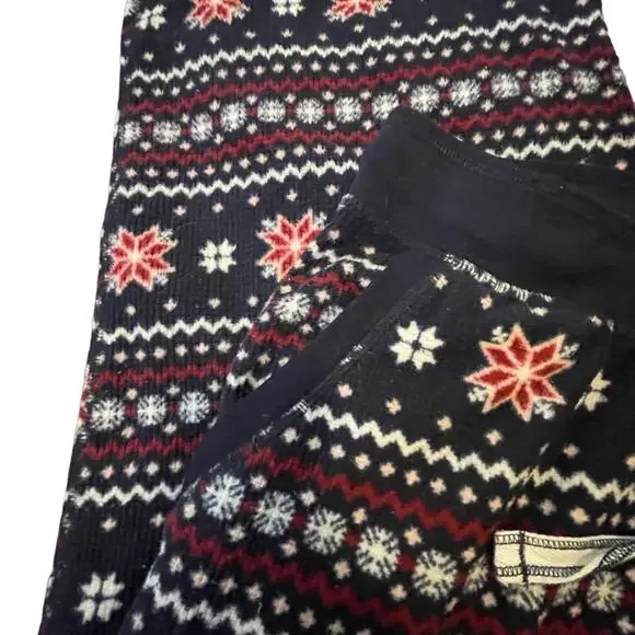 Nautica Sleepwear Two-Piece Set Women Large Cozy Night Winter Fair Isle Blue